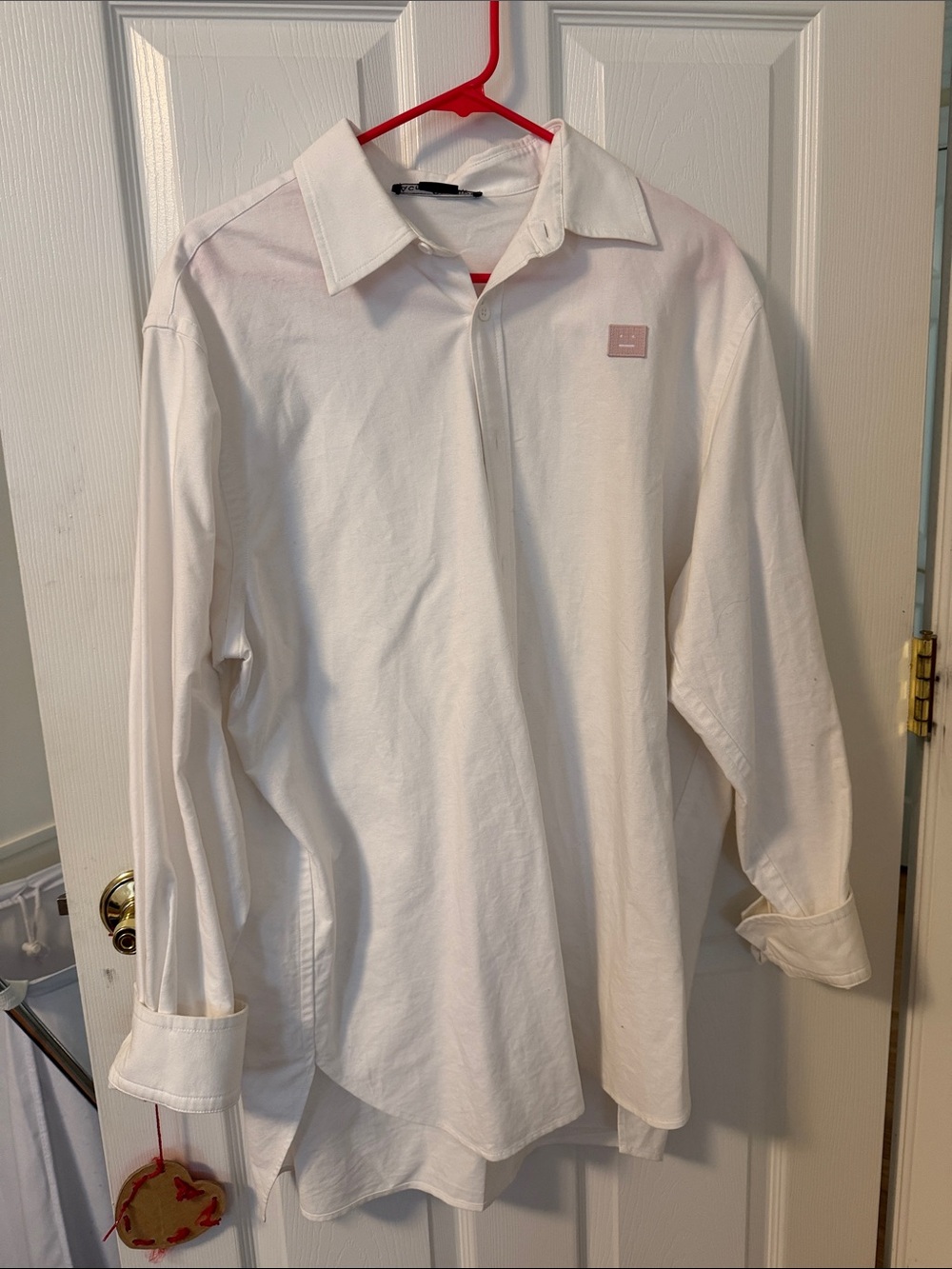 Acne White Long-Sleeve Collared Dress Shirt